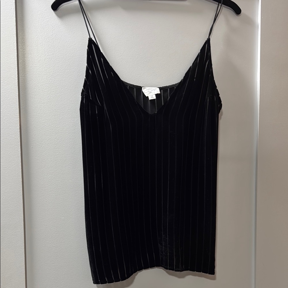 Cami NYC Black Velvet Burnout Striped Cami Top Size XS